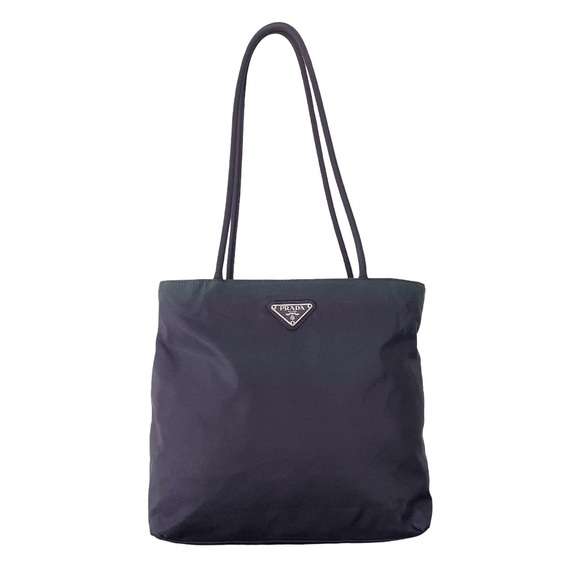 Prada dark purple nylon triangle logo Tessuto city shoulder tote bag - Picture 1 of 10